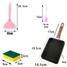 日式玉子烧鸡蛋煎蛋锅早餐煎锅不粘锅仿木柄，1 件海鲜煮锅 - 木紋手柄 - 查看 9