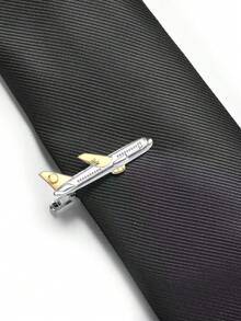 1 kẹp cà vạt thời trang cá nhân hóa cho nam, thiết kế thuyền buồm và máy bay hai màu sáng tạo, hộp quà tặng ghim cà vạt mới lạ phù hợp cho trang phục trang trọng - kẹp cà vạt - Xem 1
