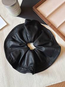 1pc Vintage Large Brim Leather Hair Scrunchie, High-End Simple Fashion New Design 2024 Scrunchies Hair Ties Scrunchy Hair Ties