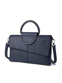 Luxury PU Leather Crossbody Bag, Fashionable Women's Versatile Tote Bag, Chic Alligator Pattern Handbag - Blue - View 5