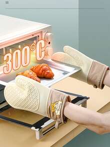 Găng tay chịu nhiệt bằng silicon, Găng tay lò nướng chống trượt dày dùng để nướng, nấu ăn, sử dụng lò vi sóng, chịu nhiệt lên đến nhiệt độ cao - Nhiều màu - Xem 10