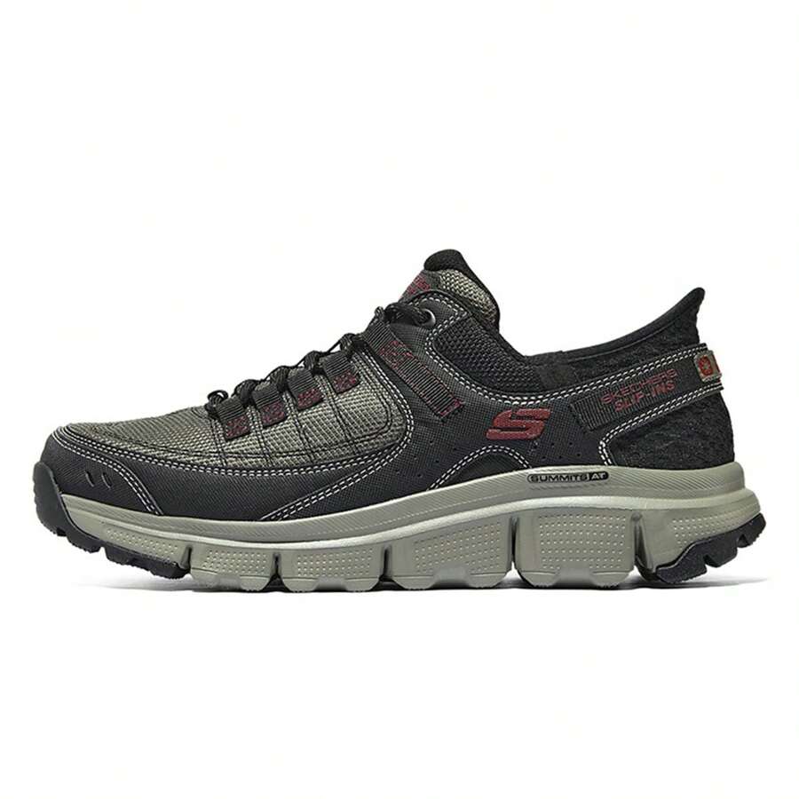 Giày thể thao nam SKECHERS chống mài mòn, giày đi bộ đường dài xuyên quốc gia, giày thể thao thường ngày có đệm buộc dây - Bụi hồng - Xem 1