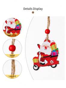 1 盒 12 件圣诞装饰品，4 个木盒，配有卡通印花小矮人和圣诞木树吊坠，最佳礼物 - 多色 - 查看 9