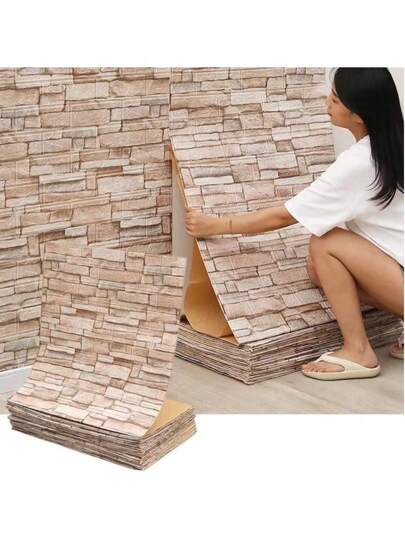 Paneles de pared de 70 cm/100 cm/200 cm/500 cm/1000 cm con diseño de ladrillo 3D, papel tapiz autoadhesivo impermeable para sala de estar, dormitorio, cocina, fondo de pared, pegatinas de decoración, artículos de decoración de primavera para renovar su hogar, regalos de decoración Rama para cumpleaños y graduación