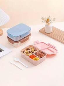 1 套塑料 PP 纯色方形可微波重复使用便当盒，适合办公室职员、学生、户外、露营、学校用品 - 彩色 - 查看 2