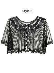 D EXCEED 1PC 女式盖茨比 1920 年代披肩亮片晚礼服披肩新娘披肩披肩短上衣派对婚礼万圣节角色扮演舞会