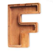 Wooden Letter Piggy Bank For Kids, Letter Money Bank Suitable For Preschool Children Education Birthday Gift For Kids 9 Inch (H) - Mocha Brown - View 2