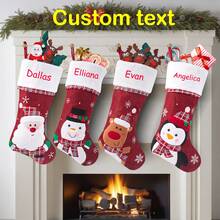 Calcetín navideño personalizado de la Calle Santa Claus, calcetín navideño familiar, calcetín personalizado, calcetín navideño a medida, calcetín familiar - Color caoba - Ver 2