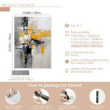 1 件带框抽象帆布印刷海报，黄色和灰色色块帆布墙艺术，艺术品墙画适用于浴室卧室办公室客厅墙壁装饰，家居装饰海报，墙壁艺术，房间装饰用品 - 彩色 - 查看 22