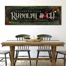 1 tấm tranh tường trang trí hình chú tuần lộc Giáng sinh, áp phích vải thô Rudolph & Co, đồ trang trí ngày lễ được ông già Noel chấp thuận, biển báo lễ hội không khung để trang trí nhà cửa - Nhiều màu - Xem 3