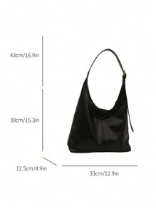 Nuevo bolso de hombro de PU sólido de moda versátil, estilo casual minimalista con forma de baguette y gran capacidad