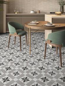 9 buc. Autocolante din vinil cu imprimare florală vintage, detașabile, rezistente la apă, autoadezive, rezistente la umiditate, potrivite pentru bucătărie, baie, dormitor, birou, școală - portocaliu/gri/negru, 7,87 inchi * 7,87 Inchi/11,81 * 11,81 inci