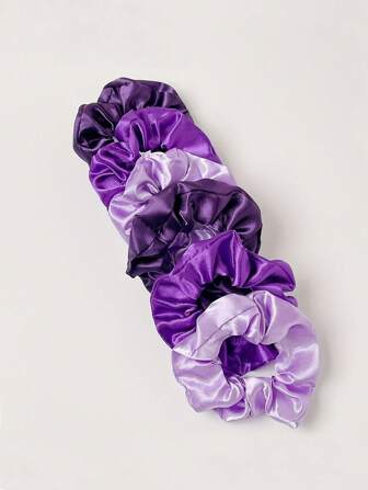 6 piezas Scrunchies de pelo de seda púrpura, Sujetadores de cola de caballo de satén elegantes para mujeres, Lazos de pelo de uso diario, Accesorios de pelo casuales
