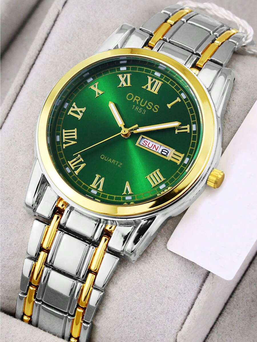 Reloj de cuarzo de lujo para hombres ORUSS con movimiento automático suizo, resistente al agua, luz nocturna, fecha, y de acero inoxidable