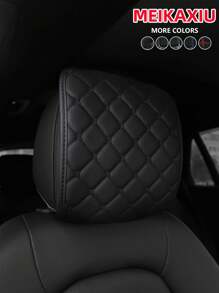 MEIKAXIU 2 件刺绣仿皮汽车座椅头枕套，可拆卸可洗汽车内饰配件，适用于座椅和头枕 - 2個裝 - 查看 4