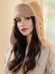 1pc Women Winter Plush Warm Trapper Hat, Unisex Earmuff Thicken Fleece Windproof Ski Mask Balaclava For Casual, Street, Outdoor Sports Such As Skiing, Cycling, Travel, Party, Daily Use - MM1703 - View 6