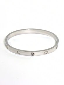 18K 镀金不锈钢可叠戴手链，带链条和三叶草设计，女士时尚款式，适合休闲、派对、节日、生日、婚礼、情人节礼物、妈妈、母亲、母亲节、礼物 - 金色 - 查看 13