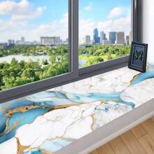 1 rollo de papel tapiz autoadhesivo y resistente al agua con diseño de mármol en color azul turquesa - aplicable para encimeras de cocina, paredes de baño y decoración de salas de estar - Azul - Ver 4
