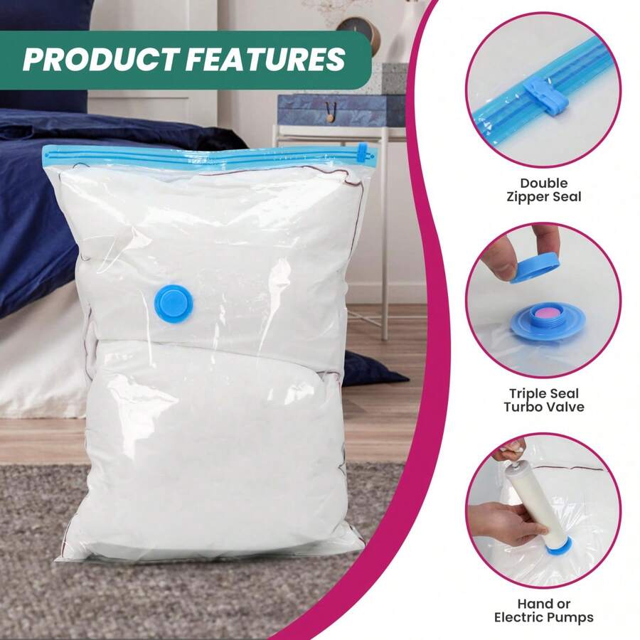 20 Pack Combo Vacuum Compression Zipper Storage Bags With Hand Pump