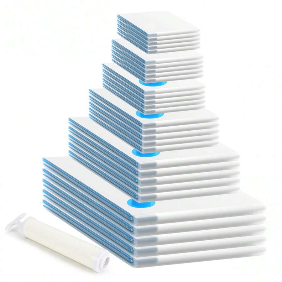 20 Pack Combo Vacuum Compression Zipper Storage Bags With Hand Pump