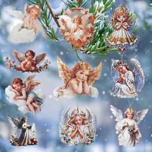 Bộ 20 đồ trang trí treo trang trí Giáng sinh, Đồ treo bằng gỗ 2D, Đồ trang trí mặt dây chuyền cây thông Noel phong cách thiên thần, Trang trí nhà không khí tiệc tùng ngày lễ - Nhiều màu - Xem 3