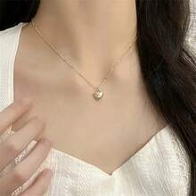 1 chiếc vòng cổ thiết kế hình trái tim, vẻ ngoài sang trọng thanh lịch với dây chuyền choker mặt dây chuyền, tối giản nhưng đa năng, phù hợp với mọi dịp - vàng - Xem 4