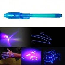 1 件/1 套夜光笔紫色 2 合 1 UV 黑光组合绘图笔带紫外线灯间谍笔魔术记号笔适用于儿童派对礼品创意礼物复活节万圣节圣诞节礼物 - 彩色 - 查看 6