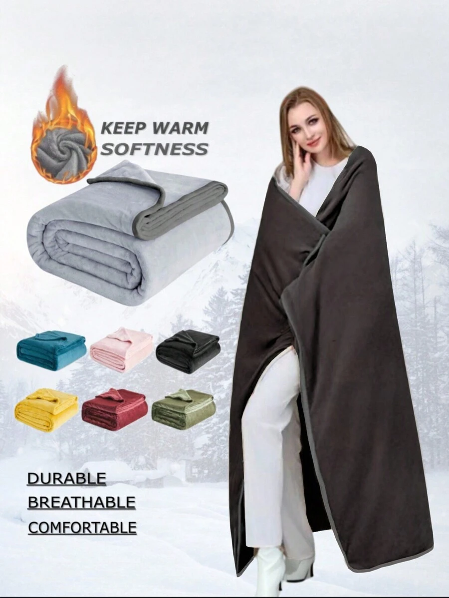 1pc Outdoor Warm Fleece Cloak Blanket, Thickened Shawl Blanket, Office Nap Throw Blanket, Casual Home Warm Blanket, Autumn/Winter