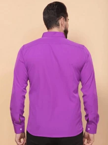 Camisa Social SlimFit Masculina Primeira Linha - Roxo - Visão 4