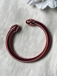 1pc European & American Fashionable Lacquered Twisted Rope Open Bangle Bracelet, Versatile Accessory For All Seasons & Holidays