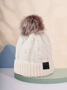 1pc Unisex Ski Hat, Y2K Style Logo Label Knit Cap, Outdoor Windproof Casual Beanie, Warm Winter Hat Suitable For Commuting