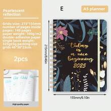 2 件 2025 年 1 月至 12 月花卉图案计划本，优雅的日程安排书，每日/每周/每月计划，适合办公室和学生 - 彩色 - 查看 9