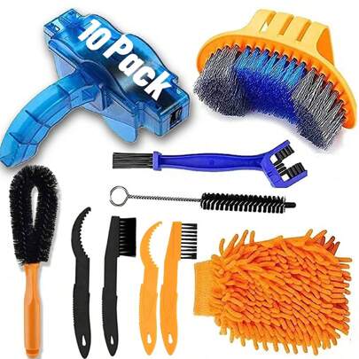 Bike Cleaning Kit, Chain Cleaner For Mountain & Road Bikes, Maintenance Tools With Large Brush Set, Bike Sprocket Scrubber, Cassette Cleaning Tool, 8.7in Length, Durable Cleaning Accessories