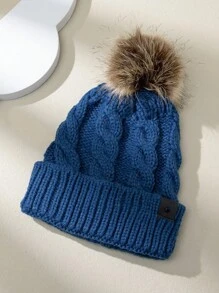 1pc Unisex Ski Hat, Y2K Style Logo Label Knit Cap, Outdoor Windproof Casual Beanie, Warm Winter Hat Suitable For Commuting