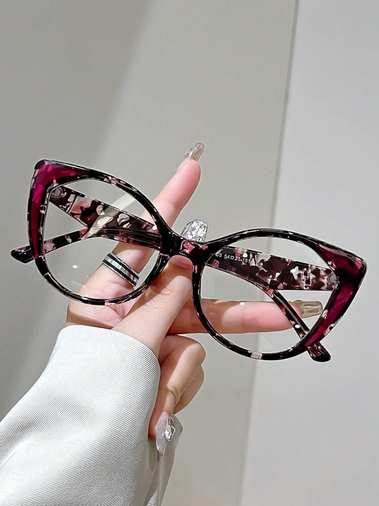 1 副优雅舒适的女士老花镜，复古猫眼风格，透明镜片，放大倍数 +1.0 至 +4.0，适合老年人阅读 - 透明 - 查看 1
