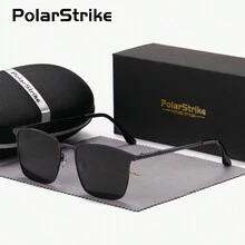 PolarStrike 1 件男女通用时尚全框眼镜，非常适合户外活动，方形框架设计时尚眼镜 - 黑色 - 查看 1
