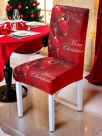 1/2/4pcs Christmas Series Multi-Color & Multi-Pattern Milk Silk Printed Elastic Removable Washable Chair Cover, Suitable For Restaurant, Hotel, Ceremony, Holiday Decoration