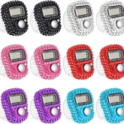 1 件迷你钻石计数戒指，水钻装饰戒指计数器，时尚便携