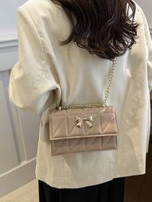 菱格链条包女士2024新款潮流高端时尚百搭单肩斜挎包小方包 - 卡其色 - 查看 7