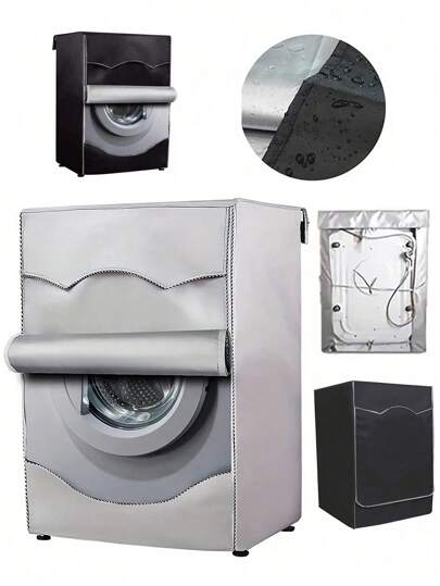 1 件装滚筒洗衣机/烘干机防水、防晒、防尘保护罩。牛津布材质，配有可调节尺寸的系绳，适用于大多数滚筒洗衣机，也可用于厨房装饰和家居用品收纳。