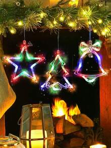 1pc-Christmas Window Lights,Christmas Decoration LED Suction Cup Light,Christmas Star,Christmas Bell,Christmas Tree,Christmas Decorations Indoor,Christmas Window Decorations,LED Christmas Decoration Light,Battery Powered Indoor Outdoor Decoration,Christmas Window Light Decoration, Christmas Tree Decorative Lights,Christmas Party,Party Decor,Home Decoration(Excluding Batteries)