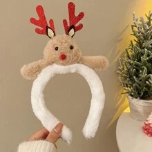 1pc Christmas Santa Claus Plush Headband, Cute Plush Reindeer Headband, Suitable For Holiday Party Christmas Headpiece