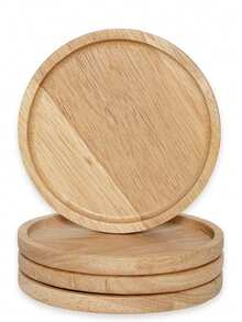 1pc Round Wooden Coaster, Casual Home Decor