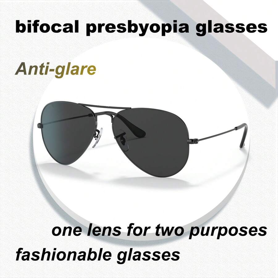 Unisex Progressive Reading Glasses With AntiGlare Full Rim Oval Metal