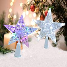 1pc/5.91in cho cây thông Noel cao 1,5cm và 1pc/8.66in cho cây thông Noel cao 1,8m, đèn LED trang trí Giáng sinh, đèn ngôi sao trang trí trên đỉnh cây thông Noel trong suốt, chạy bằng pin, hình ngôi sao 5 cánh, thích hợp cho cây thông, trang trí sân vườn và ngoài trời, đồ trang trí cây thông Noel lấp lánh, đèn dây ngôi sao 5 cánh LED cho sân, trang trí tiệc trong nhà, đồ trang trí Giáng sinh 5 sao - Nhiều màu - Xem 5