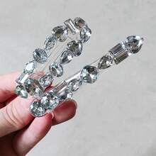 2 件不对称仿水晶发夹、刘海/侧夹发饰，带高端鳄鱼夹 - 彩色 - 查看 7