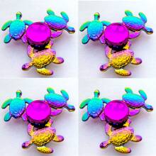 彩色金属海龟指尖旋转器 - 成人减压玩具，安静专注小工具 - 适合 14 岁以上人士