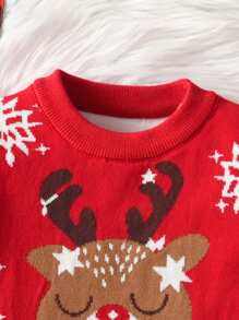 Maglioni girocollo con motivo di alci per ragazzi, adatti per primavera, autunno e inverno