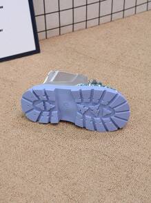 Girls Crystal Studded Thermal Lined Ankle Boots, Princess Style Boots, New For Fall/Winter 2023-2024 - Silver - View 6