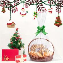 20pcs Large Clear Cellophane Bags With 20pcs Large Pull Bows Set For Baskets & Gifts Packaging, Perfect For Halloween, Thanksgiving, Christmas, Valentine's Day, Father's Day, Mother's Day And Birthday Party Valentine's Day - Clear - View 10